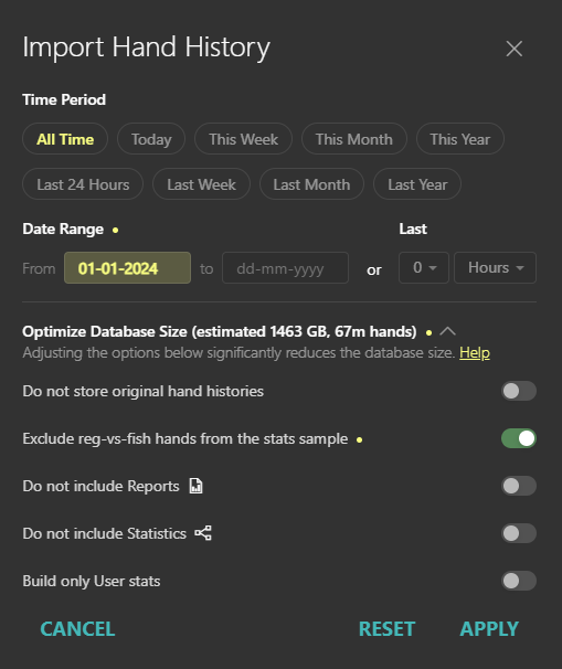 import hands to database